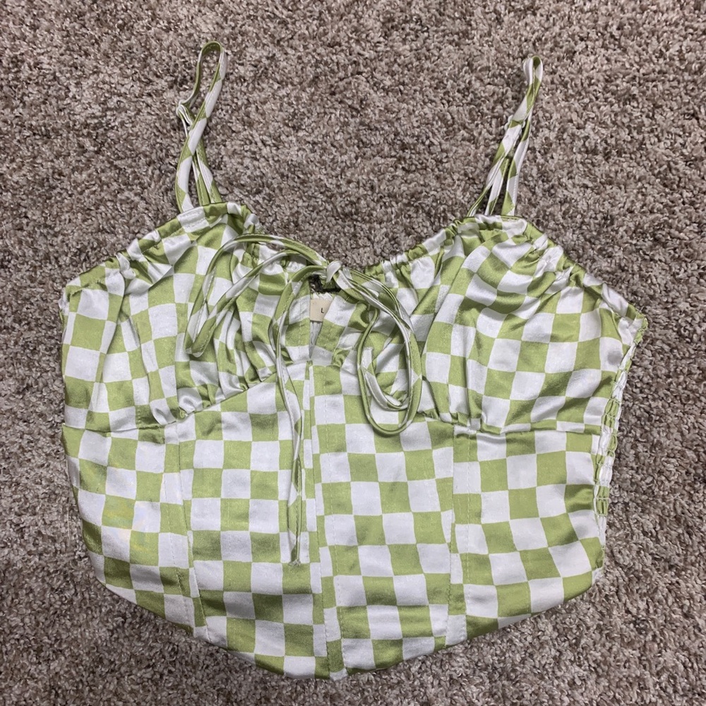 Juniors Checkered Pacsun Corset Crop Top
